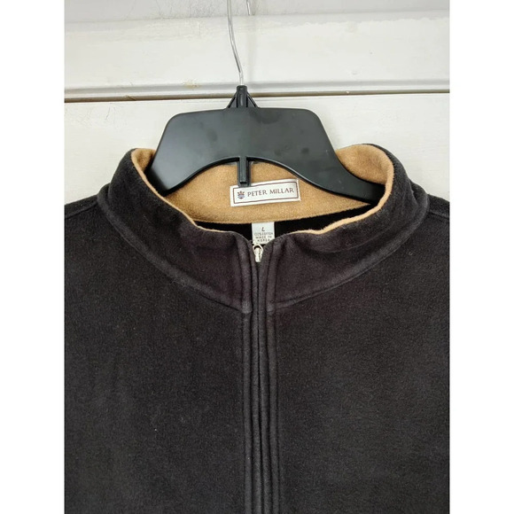 Peter Millar Pullover Black Long Sleeve Sweatshirt 1/4 Zip Size L 100% Cotton - Picture 3 of 6